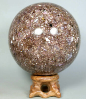 1.6 lb Marvelous Lepidolite Purple Mica Globe Reiki Crystal Sphere Ball w/ Stand