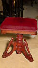 Antique Piano,Organ Stool Walnut "Pat.May 6.1873.Swivel Seat Velvet Upholstery