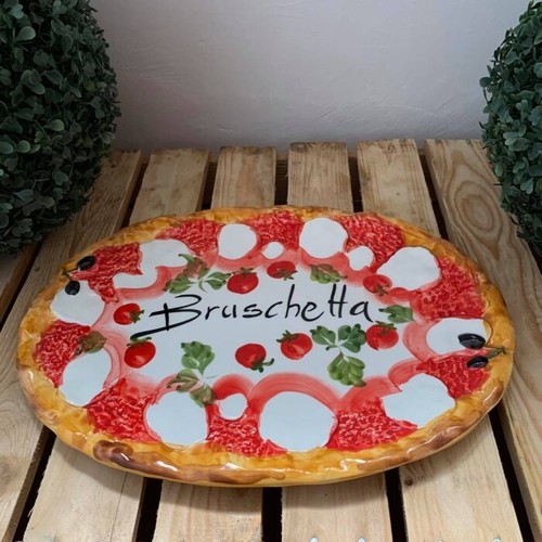 Bassano Céramique Assiette Plateau 34 CM Bruschetta 3D Motif D'Italie Neuf - Picture 2 of 5