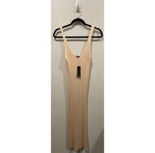 LULUS Bodycon Cream V-Neck Dress Size L