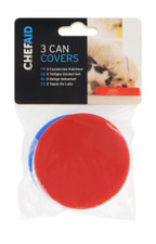 Chef Aid 3 Can Covers Plastic Reusable Keeps Food Fresh 7.5cm Lid Covers