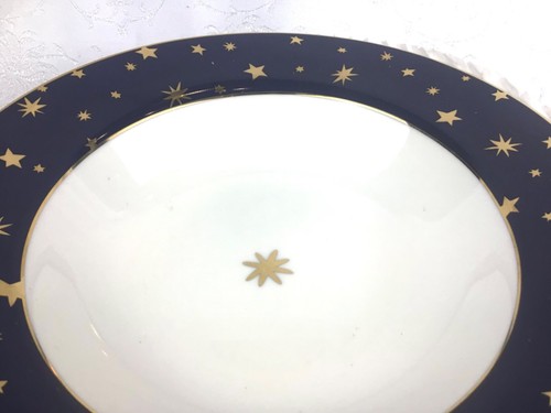 GALAXY by Sakura Porcelain Holiday (4) Rimmed Soup 24K Gold Stars & Rim NIB - Picture 4 of 11