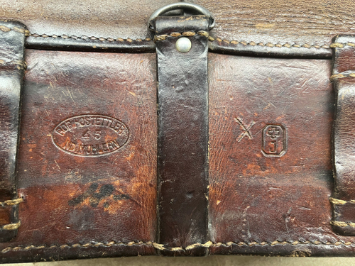 WWII Swiss Army leather ammo pouch Schmidt Rubin K31 made in 1945 Niedermuhlern - Picture 4 of 4