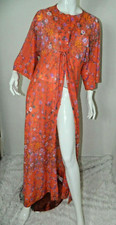 Levoy's Robe Loungewear Medium Vintage Orange Floral Robe Peignoir Cover-Up
