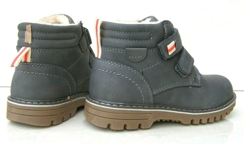 NEW BOYS GREY FURRY LINED INSULATED WARM WINTER STRAPS BOOTS SHOES SIZE UK 2 - Picture 2 of 5