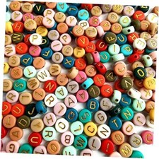 Amaney 1000pcs 4x7mm Round Letter Beads Colorful Acrylic with Colorful Gold