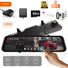 WOLFBOX G900 Mirror Dash Cam 4K Rear View cam Front and Rear, &Anti-Glare Film