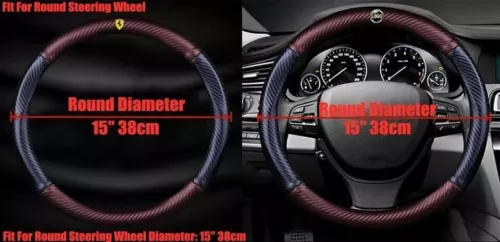 For Toyota Black Leather 15" Steering Wheel Cover Genuine Leather - Picture 2 of 6