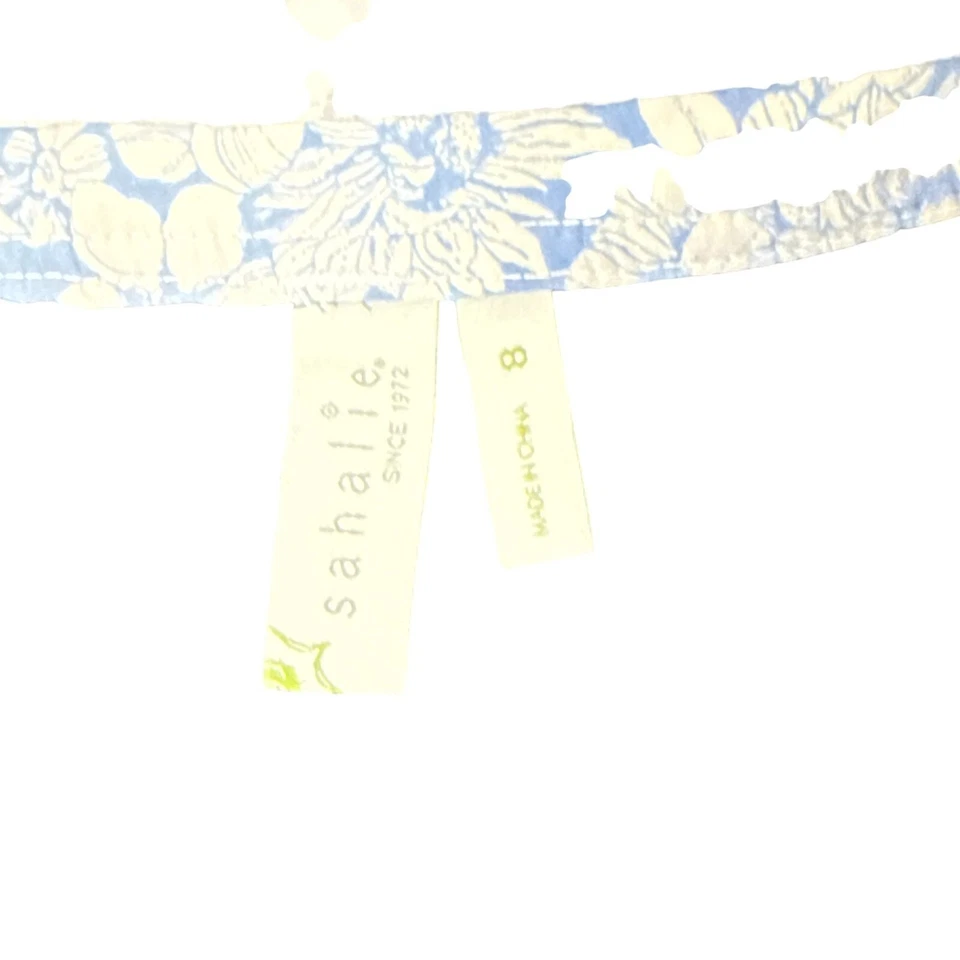 Falda plisada Sahalie para mujer azul blanco floral línea A talla 8 mezcla de algodón Foto 4 de 4