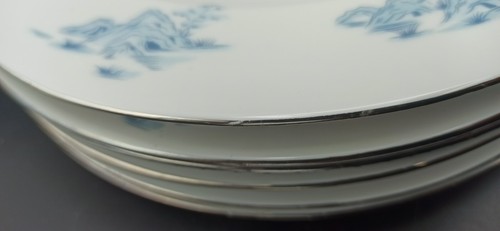 Sone China Oriental 3328 Dinner Plates 26cm X 6 Japan Vintage Silver Trim - Picture 15 of 15