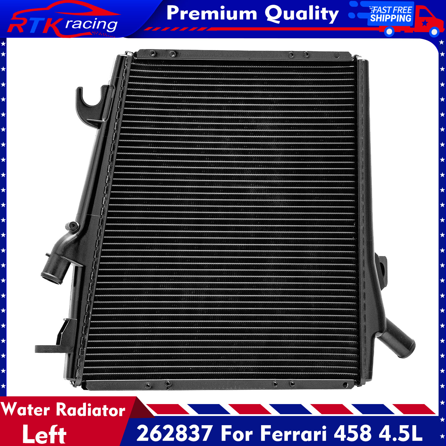 262837 Left Water Radiator For Ferrari 458 4.5L 4499CC V8 GAS 2005-2015 2017