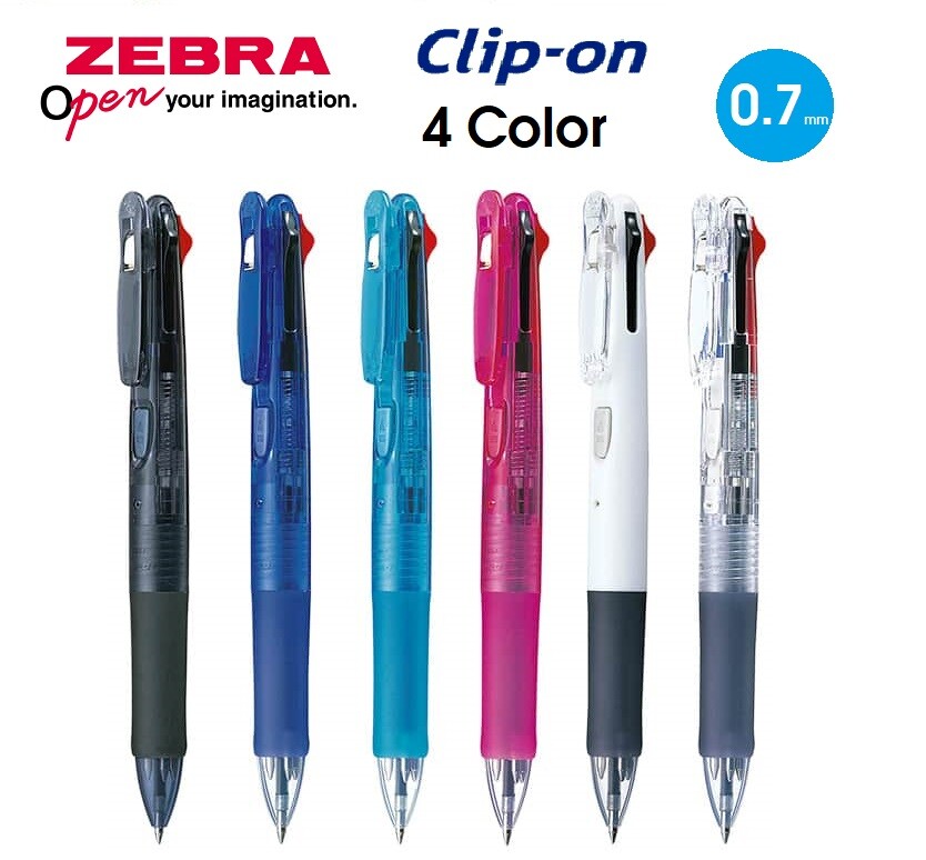 Zebra Clip-On G 0.7mm 4Color Ballpoint Multi Pen 6Body Color