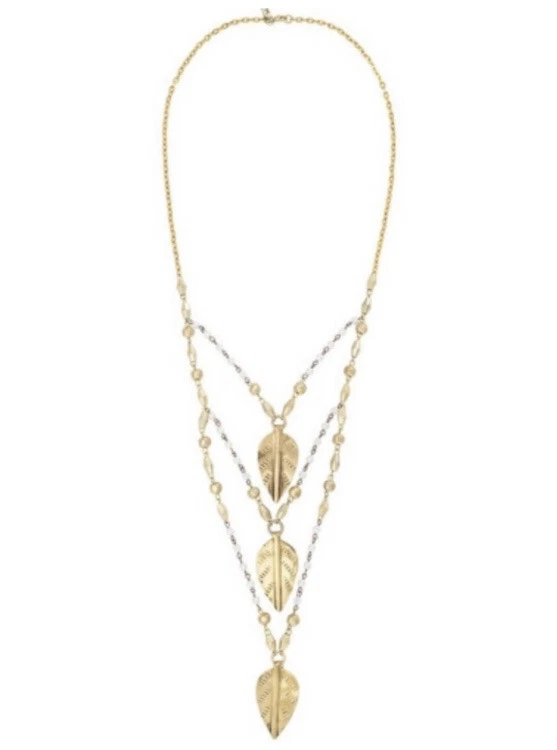 COLLAR EN CAPAS BOHO CON MOTIVO DE HOJA DE LATÓN VANESSA MOONEY FREE PEOPLE *SAN ANTONIO*