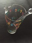 RETRO HANDPAINTED GLASS TALL MARTINI PITCHER +SWIZZLE STICK VINTAGE BAR WAS $100 — photo 5