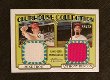 2021 HERITAGE MIKE TROUT/RENDON CLUBHOUSE COLLECTION DUAL BAT/JERSEY RELIC /72