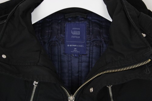 G-Star Jacket Ladies Small Zip Hood Padded Medium Long Black - Picture 6 of 18