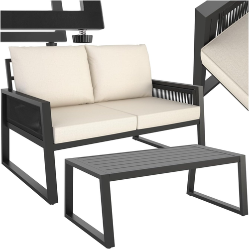 ® Set Salottino Da Giardino, Telaio in Alluminio Antiruggine, Divano, Cuscini Sp - Foto 10 di 12