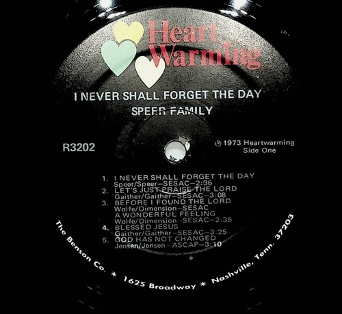 Speer Family Never Shall Forget Southern Gospel Christian Vinyl LP Record - Imagen 4 de 4