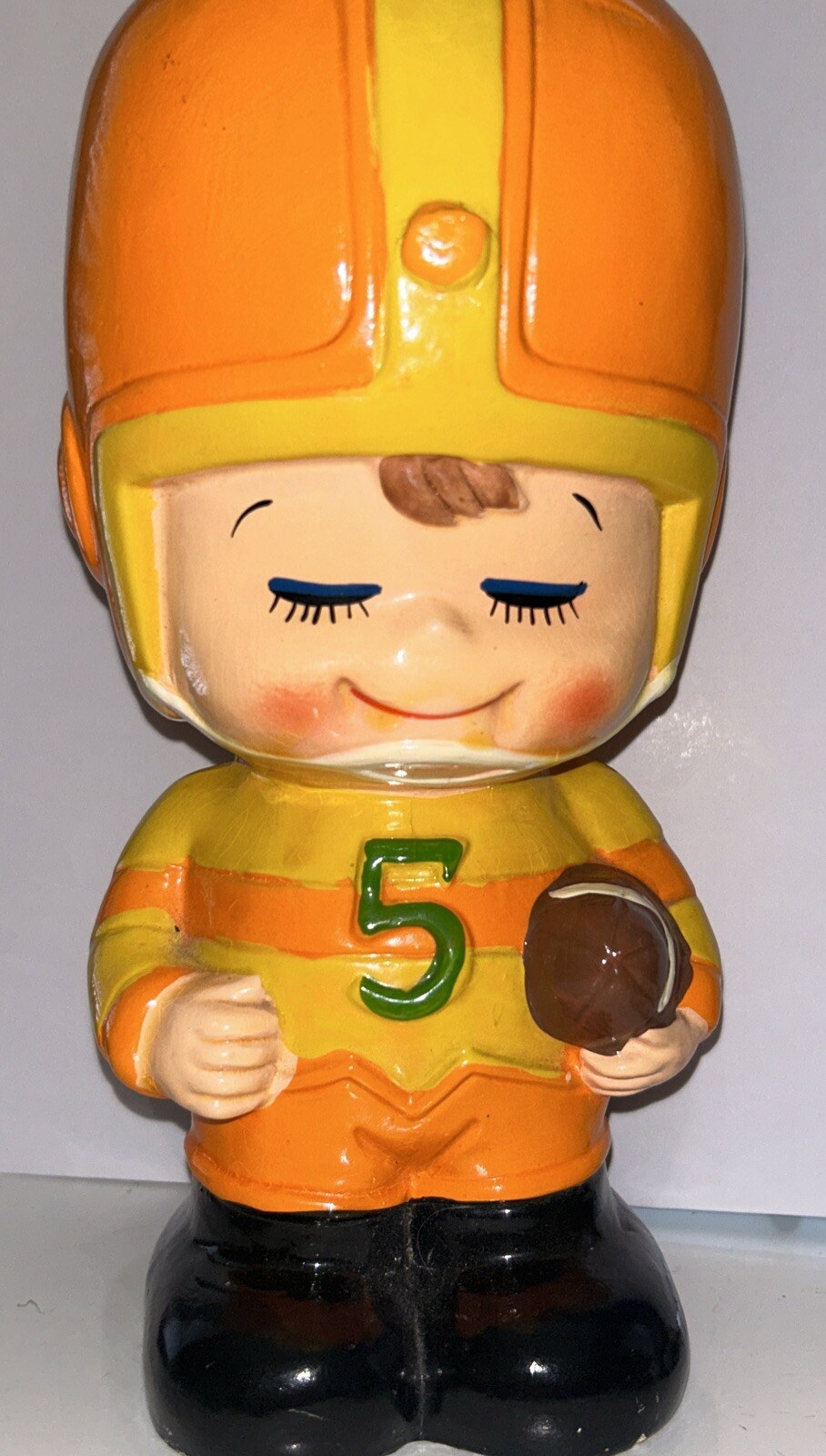 Vintage Football Player Figurine Coin Bank Boy Rare 9” Made In Japan