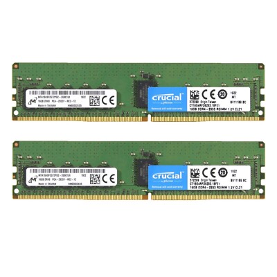 Crucial 32GB (2X 16GB) DDR4 2933MHz PC4-23400 ECC
