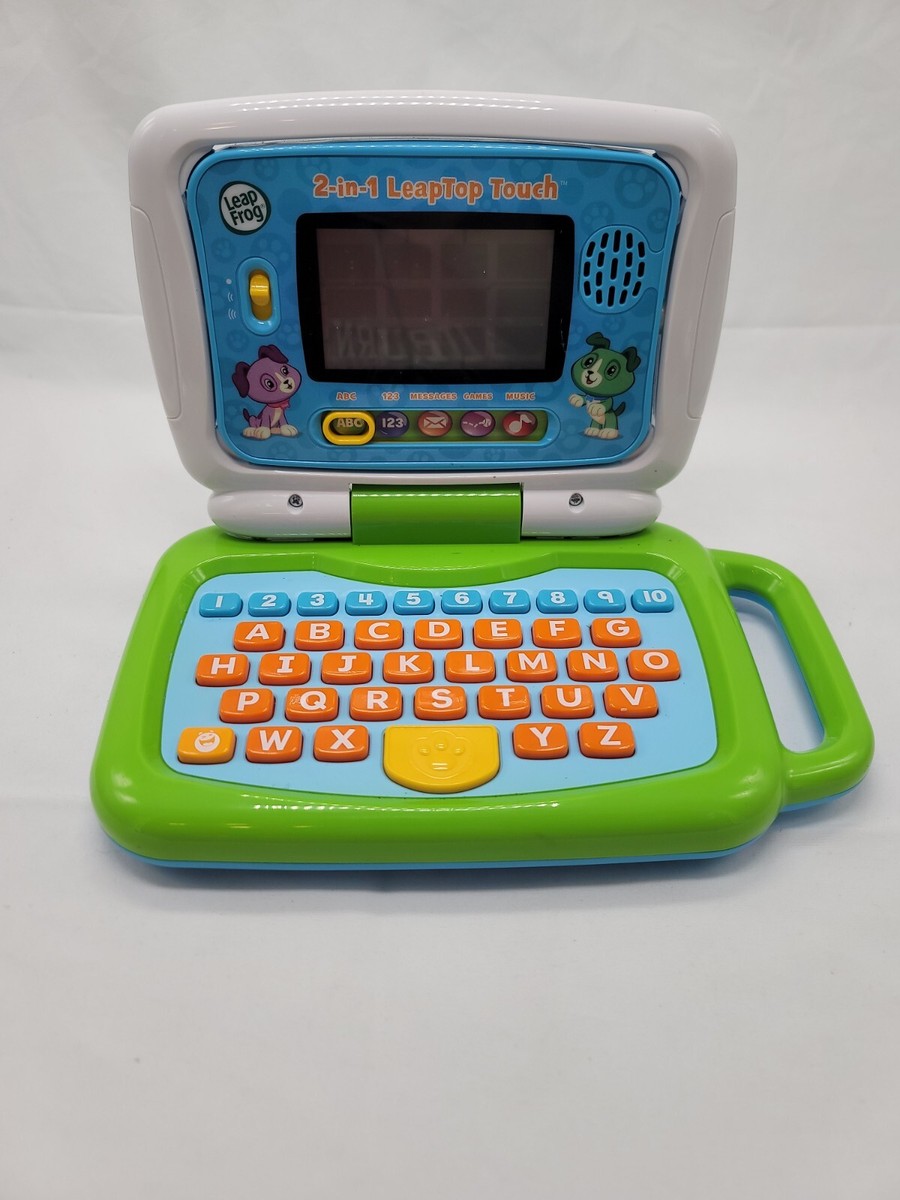 LeapFrog 2-in-1 LeapTop Touch Learning Game Kids Laptop Green Tablet  Works GUC