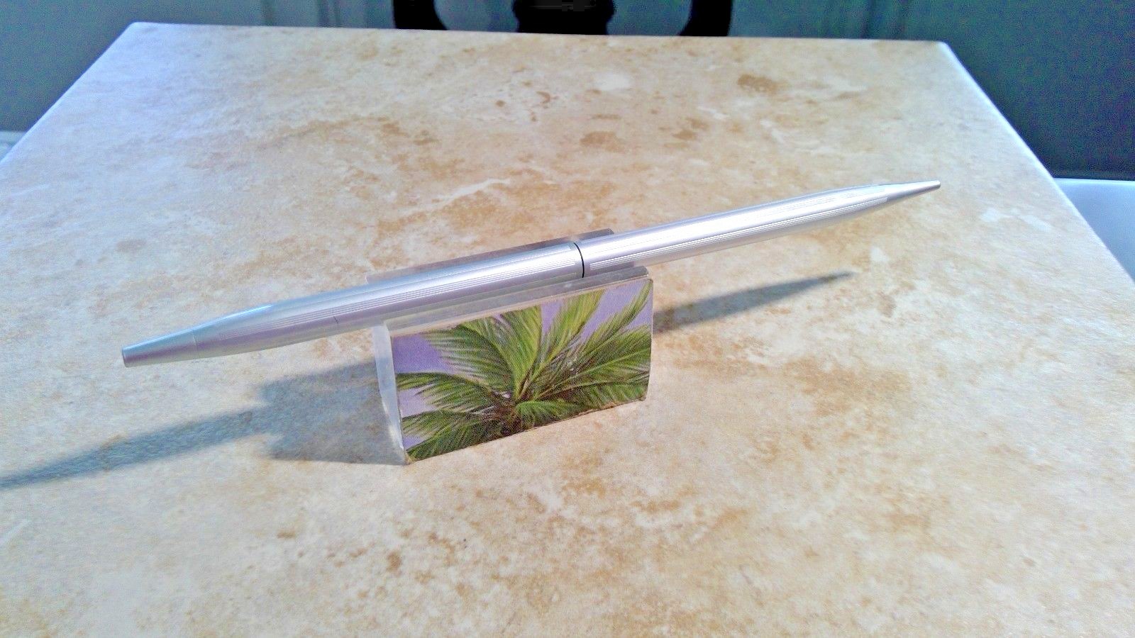 2 Desk Set Replacement Pens Executive Slim Type satin silver Finish eBay