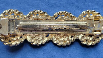 Vtg Hair Clip Barrette Gold Tone Twisted Rope Circles 