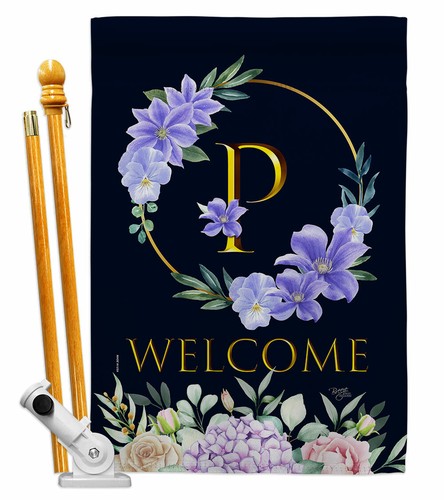 Welcome P Initial Garden Flag Floral Spring Decorative Gift Yard House Banner - 第 6/17 張圖片