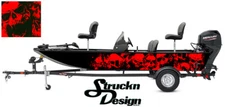 Skulls Graphic Abstract Fishing Bass Boat Wrap Decal Vinyl Pontoon Black Red US