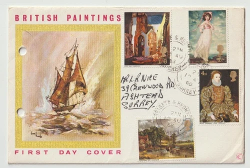 12/8/1968 UK GB FDC - British Paintings - Boat in Storm - Reigate & Redhill CDS