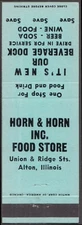 Horn & Horn Food Store Union & Ridge Sts Alton IL matchcover