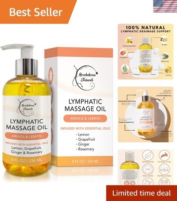 Energizing 100% Natural Lymphatic Massage Oil - 8oz, Ideal for Detox & Recovery