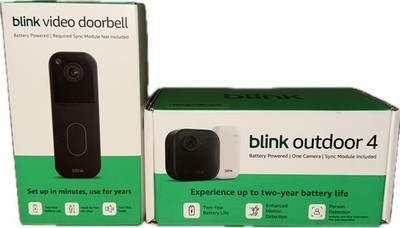 Blink Outdoor 4 Wireless Camera Security System & Blink Video Doorbell BUNDLE