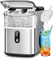 Countertop Nugget Ice Maker Pro - 34Lbs/24H, Self-Cleaning Pellet Ice Machine wi
