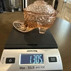 Hobnail Peachy Pink Depression Glass Shoe Candy Dish w/ Lid Boot~ Reproduction