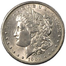 1902-P Morgan Silver Dollar BU Uncirculated Cleaned $1 Coin Philadelphia Mint