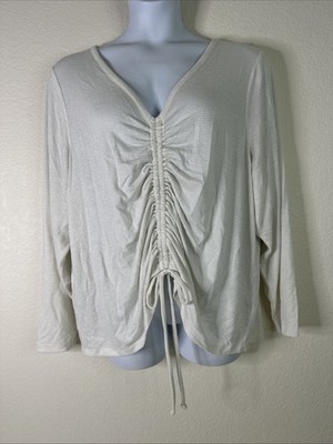 NWT Lane Bryant Womens Plus Size 26/28 (3X) Metallic Stripe Ruched Tie Top