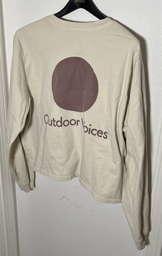 Camiseta corta Outdoor Voices beige algodón manga larga grande logotipo ropa deportiva XL - Imagen 2 de 7