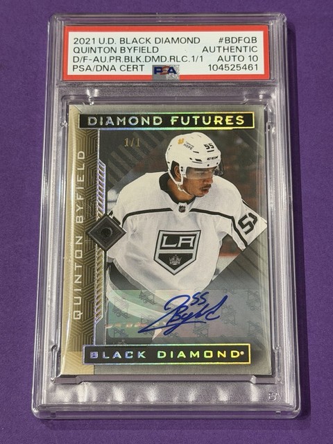 2021-22 UD Black Diamond Quinton Byfield 1/1 Diamond Futures PSA 10 Auto Rookie