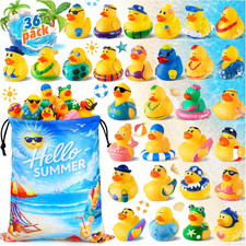 Summer Rubber Ducks Assorted Party Favor Set 36 Pack