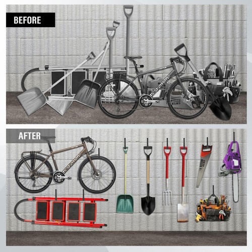 Heavy Duty Utility Hooks, Garage Storage Wall Mount Steel Hooks, Garden Tool ... - Picture 5 of 7