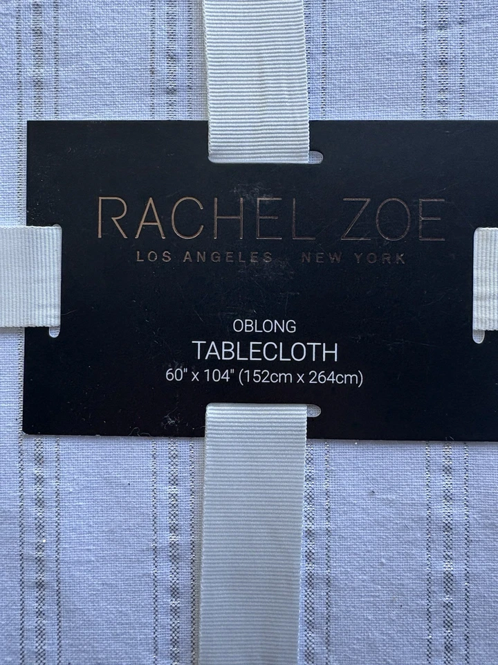 RACHEL ZOE Tablecloth White Silver Shimmer Oblong 60 x 104 NEW - Image 3 of 4