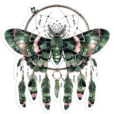Moth With Dream Catcher - Vinyl Decal Sticker - Car Window Laptop - 1146