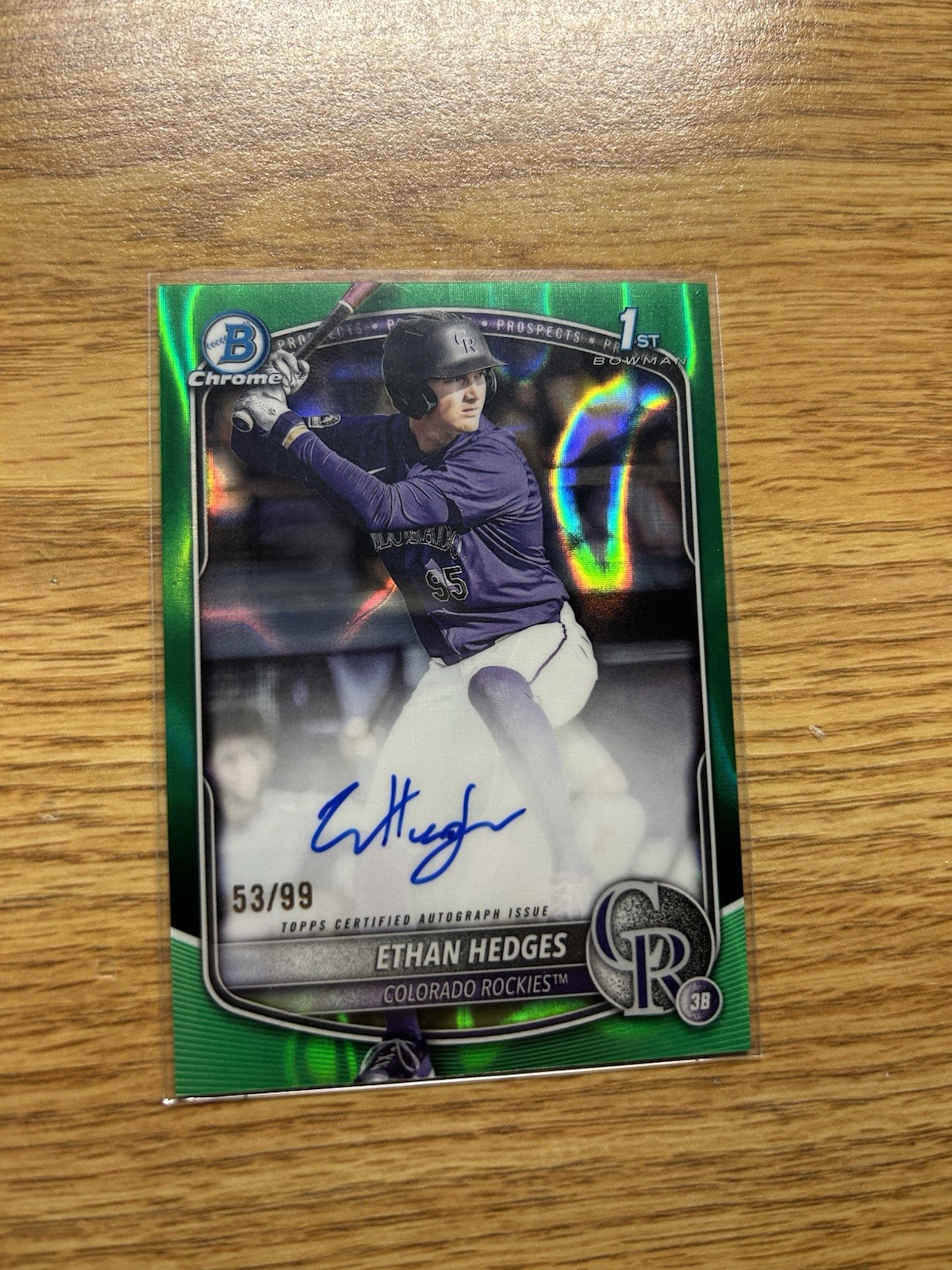 2025 Bowman Draft Ethan Hedges Rockies Chrome Green Autograph /99 #CPA-EHE