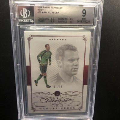 2016 PANINI FLAWLESS REAL RUBY GEM #73 MANUEL NEUER WORLD CUP #1/15 BGS 9 MINT