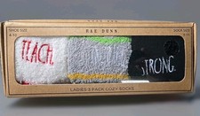 Rae Dunn 3 Cozy Socks Teach. Inspire. Strong.
