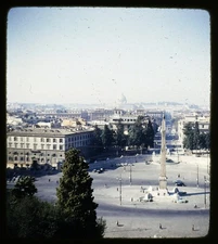 Piazza del Popolo Rome Italy - 1950s Stereo Realist 3D Slide #1658