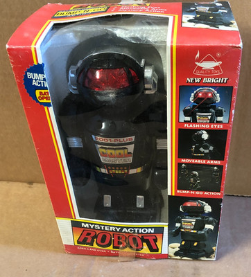 Bright Mystery Action  Robot Bump-N-Go Action  Vintage 1991 No 300 Black