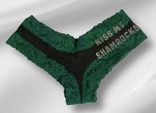 Victoria  s Secret PINK Green St Patty  s  Kiss My Shamrock  Lace Bikini Panties