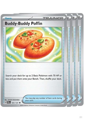 4x Buddy-Buddy Poffin Uncommon SV: Prismatic Evolutions 101/131 NM